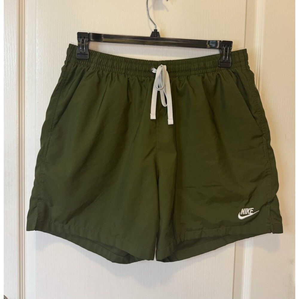 Nike Men's Athletic Short Lined Green Size XL Drawstring